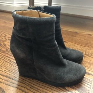 Nine West Charcoal Grey Suede Wedge Booties